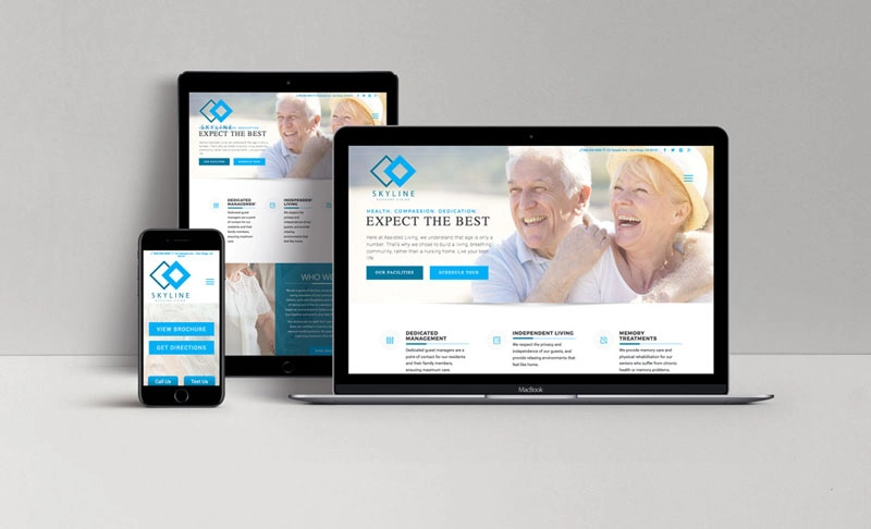 Responsive web design layout showing Healthcare website template on multiple devices