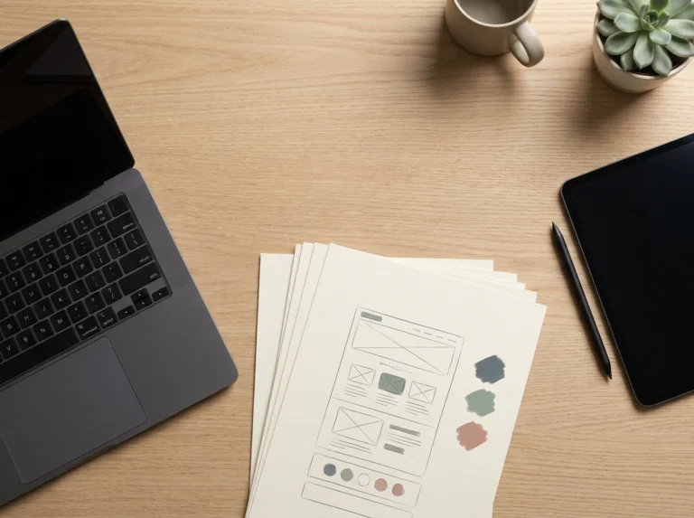 Clean minimal composition of layered pricing tiers and abstract cost elements on a warm neutral surface